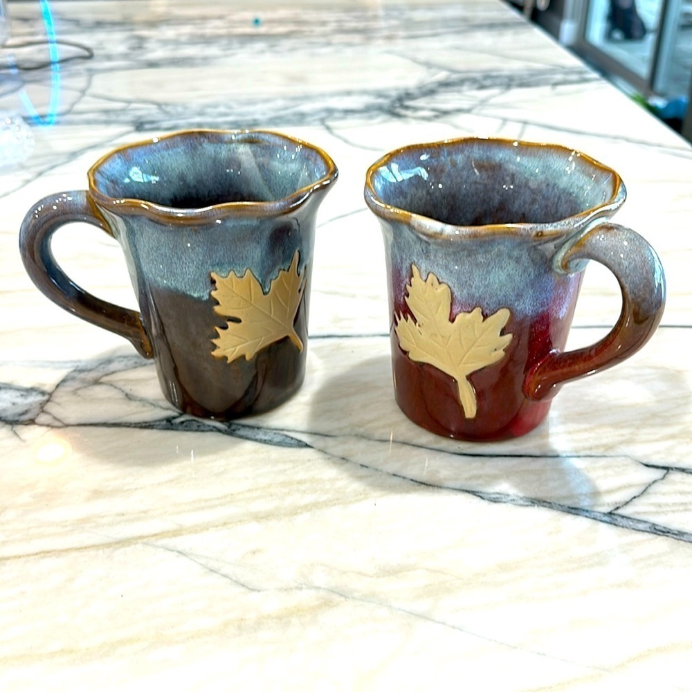 East West Distributing Co. Maple leaf Coffee Mugs - Pair!